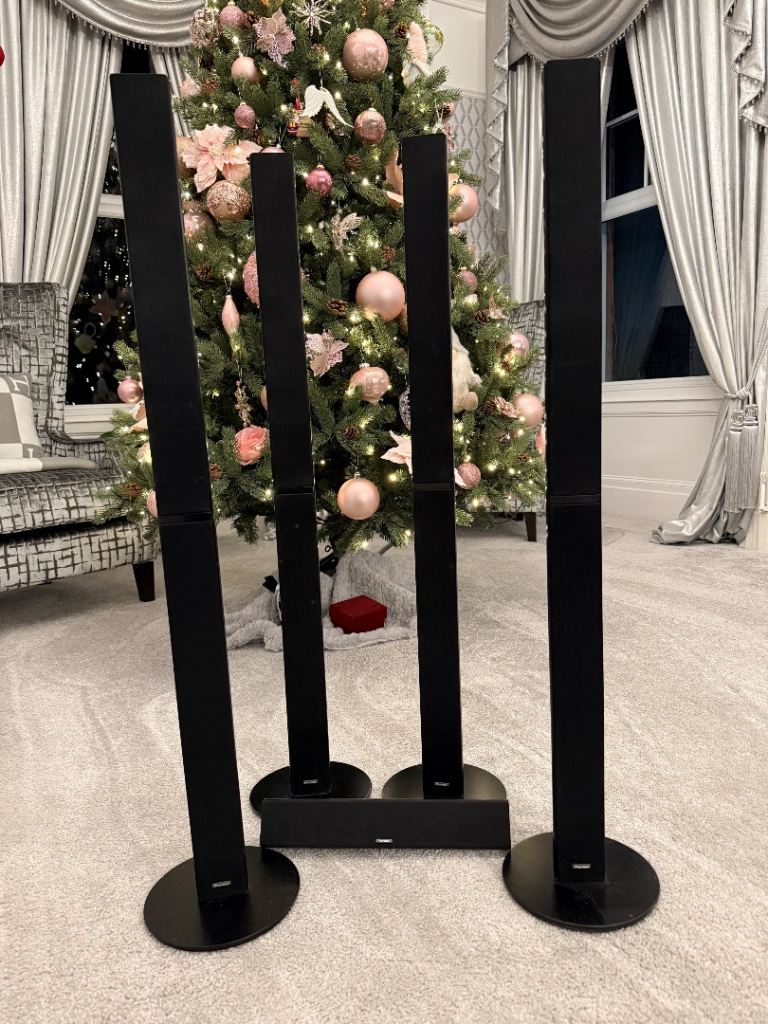 Pioneer black floor standing surround sound speakers