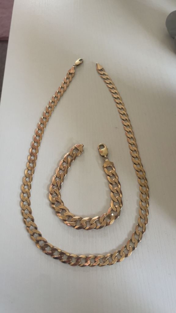 9ct rose gold curb link set 55.8g