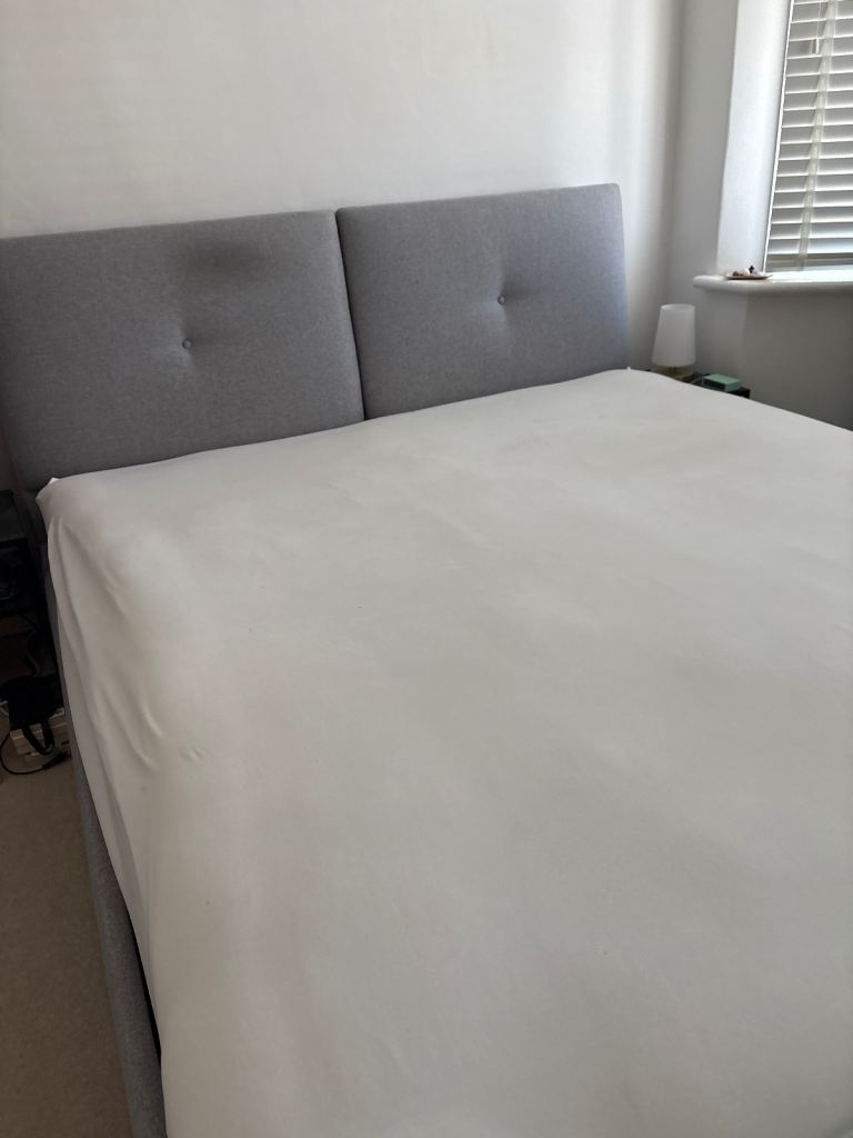 Free Habitat Grey Fabric Double Bed with Headboard – Good Condition