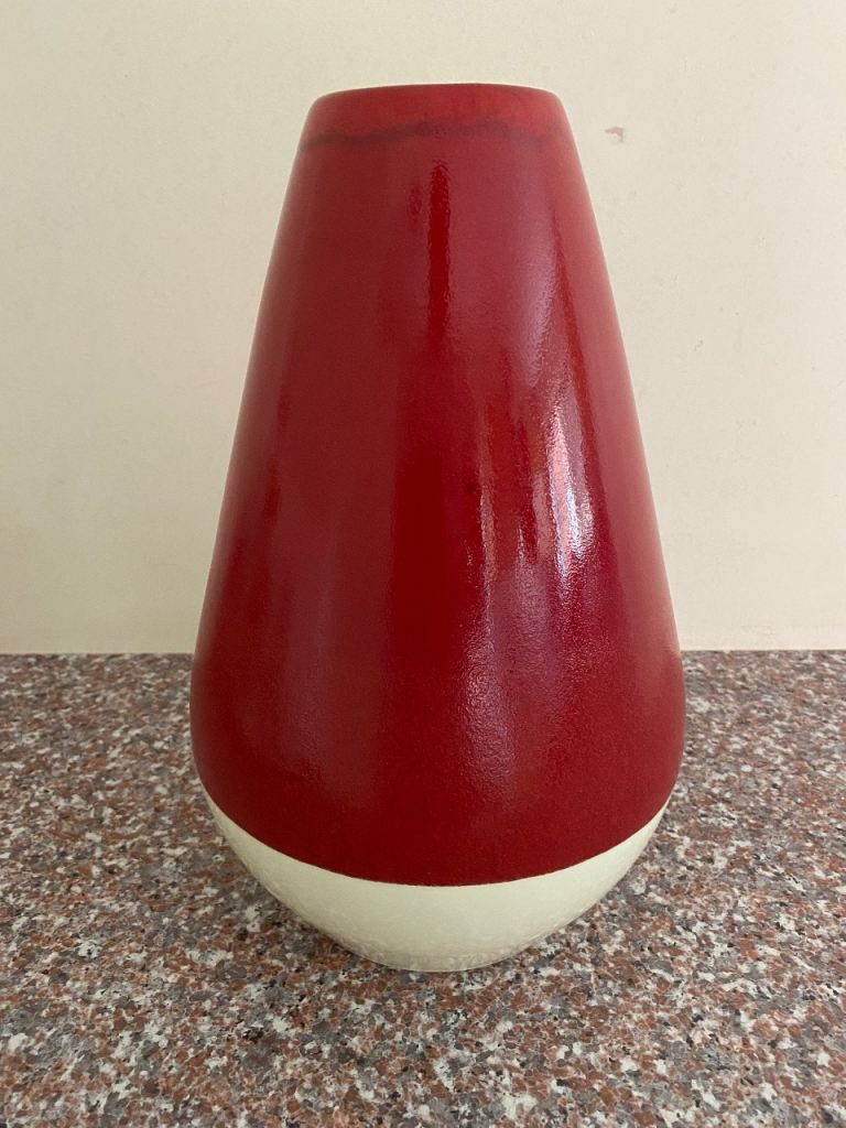Modern Porcelain Vase Red Cream Ceramic *LIKE NEW*