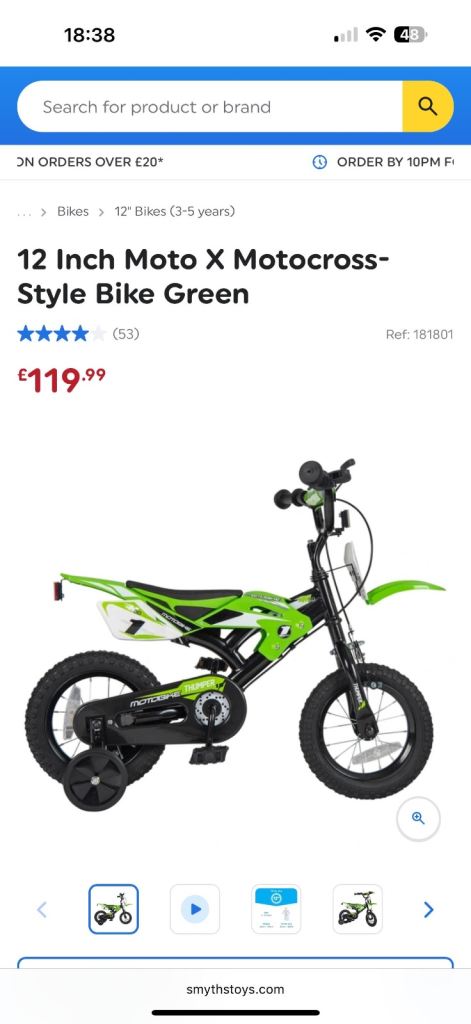 image for 12 Inch Moto X Motocross-Style Bike – Green