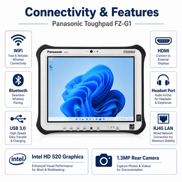PANASONIC TOUGHPAD FZ-G1 8 GB LAN RJ45 Sylus Pen Hand Strap Win 11 FZG1 TOUCH