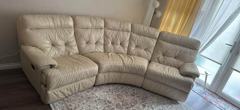 Cream Leather Sofa