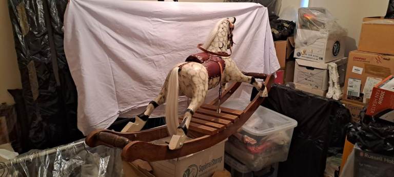 Handcrafted Antique-Style Wooden Rocking Horse – A Treasured Family Heirloom