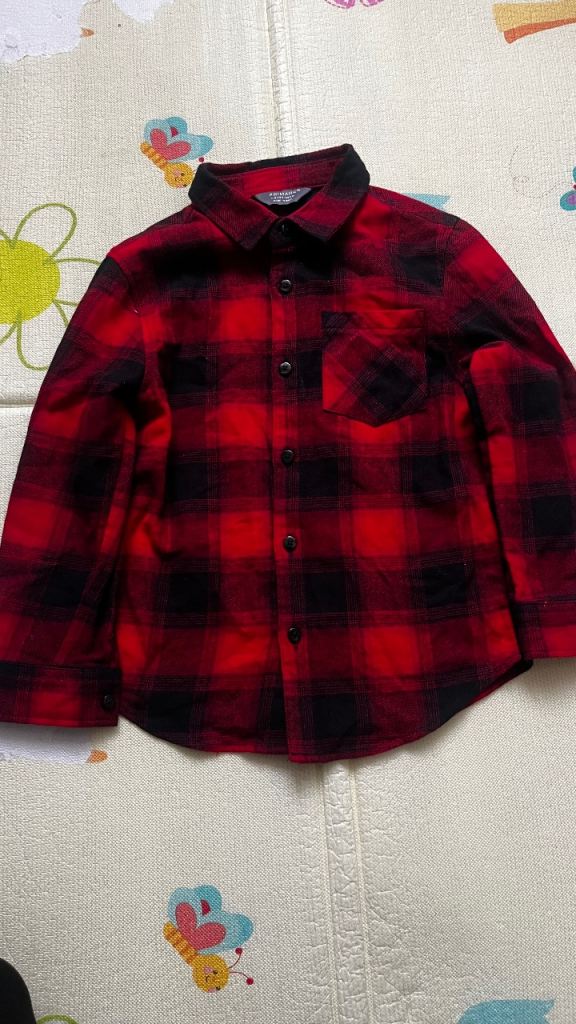 Primark Red & Black Check Shirt – Kids 4-5 Yrs, Good Condition
