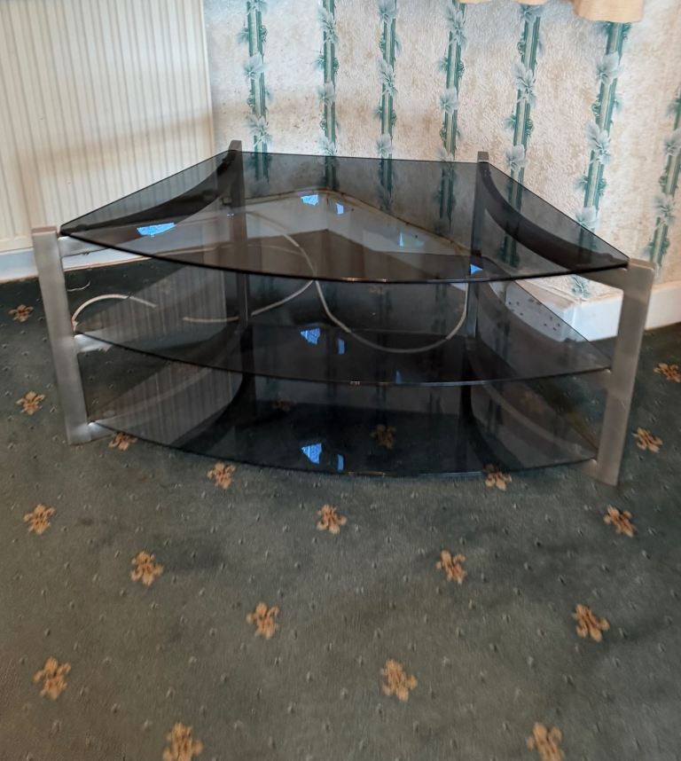 FREE Glass Corner TV Stand / Media Unit – Modern