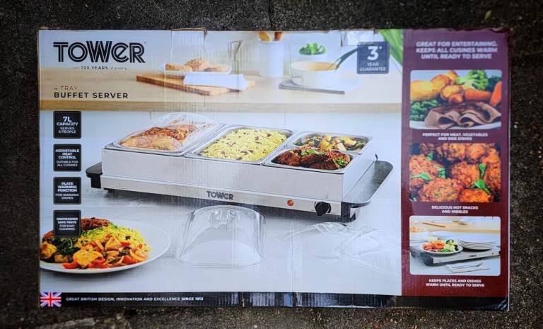 Tower 4-Tray electric buffet server & food warmer – 7L – brand new