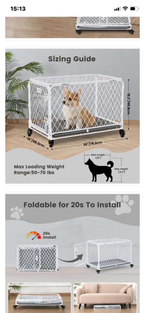 Gardner pets Wheeled Dog cage 