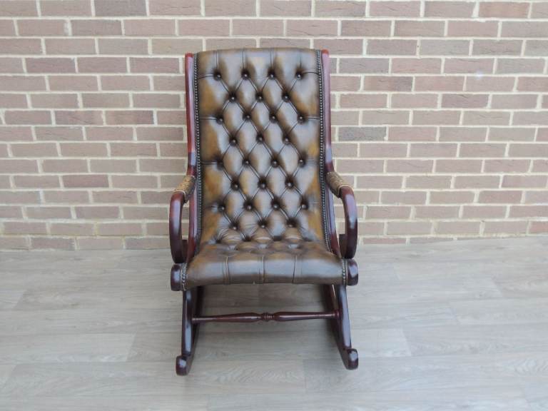 Whiskey Brown Chesterfield Rocking Chair (UK Delivery)