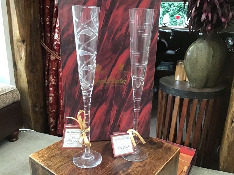 image for Royal Brierley Crystal Champagne Flutes Limited Edition 