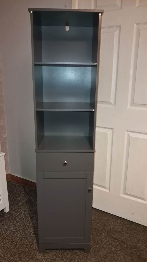 NEW BUILT FOR BUYER £55 Bathroom Storage Cabinet with 3 Shelves 1 Drawer 1 Cabinet, Grey