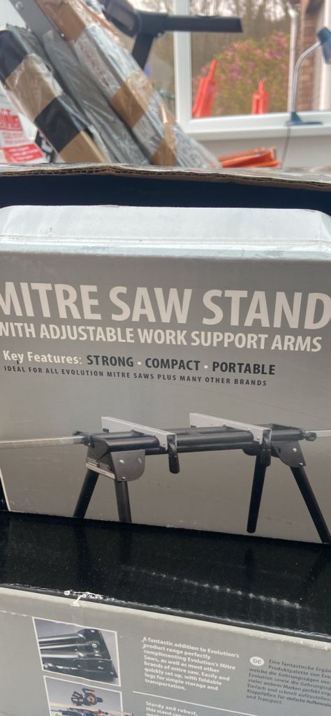 Evolution mitre saw stand adjustable work support arms 