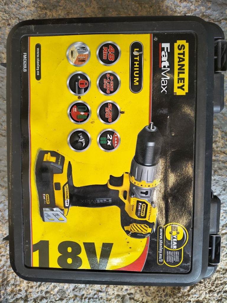 Stanley FatMax 18V Cordless Drill with 2 Batteries and Charger