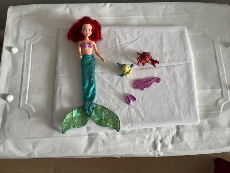 Vintage Disney Ariel Little Mermaid Doll with Flounder & Sebastian 