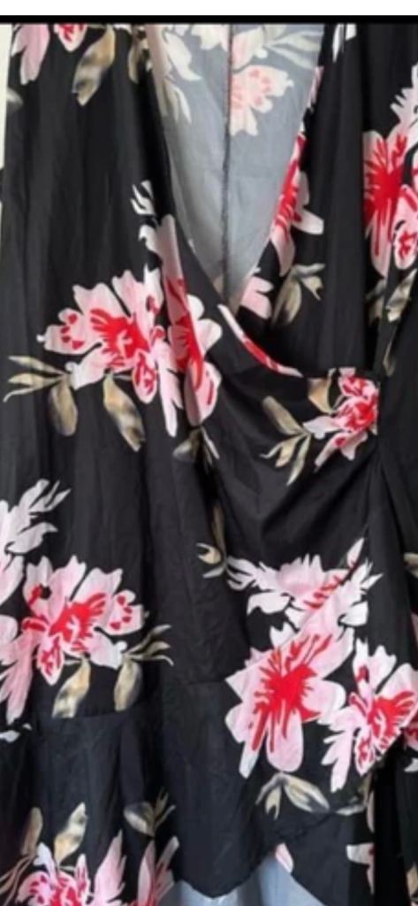 Black Floral Summer Dress – 3XL, New Condition
