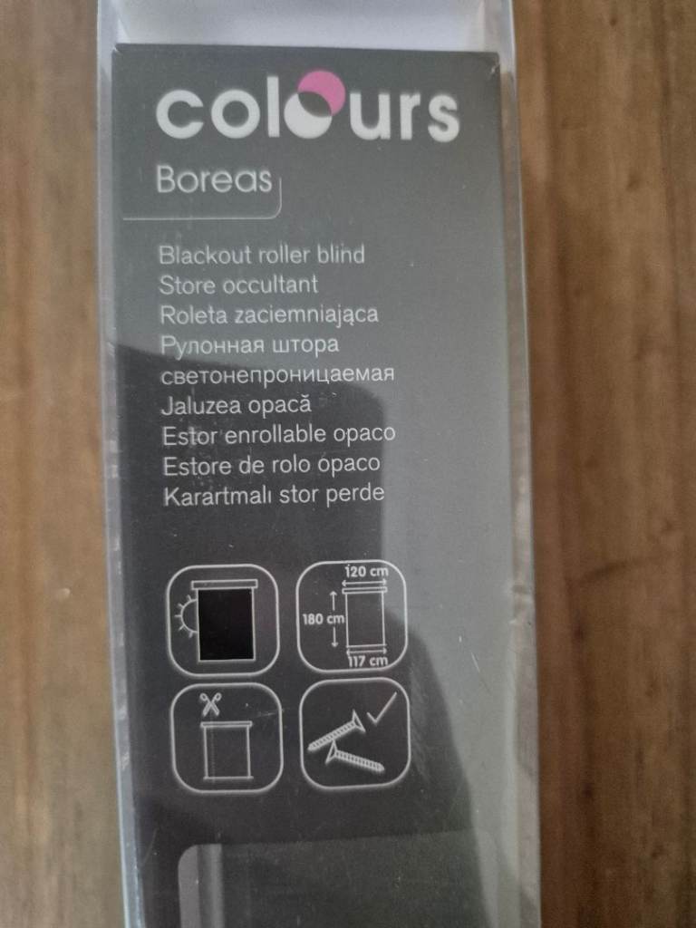Colours Boreas Blackout Roller Blind - New, 120cm x 180cm