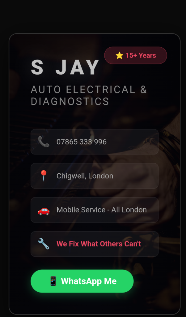 Car Won't Start? Electrical Fault? Mobile Auto Electrician — Call S JAY