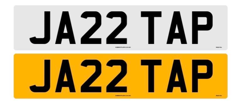 JAZZ TAP Cherished Private Registration Number Licence Plate (JA22 TAP) 