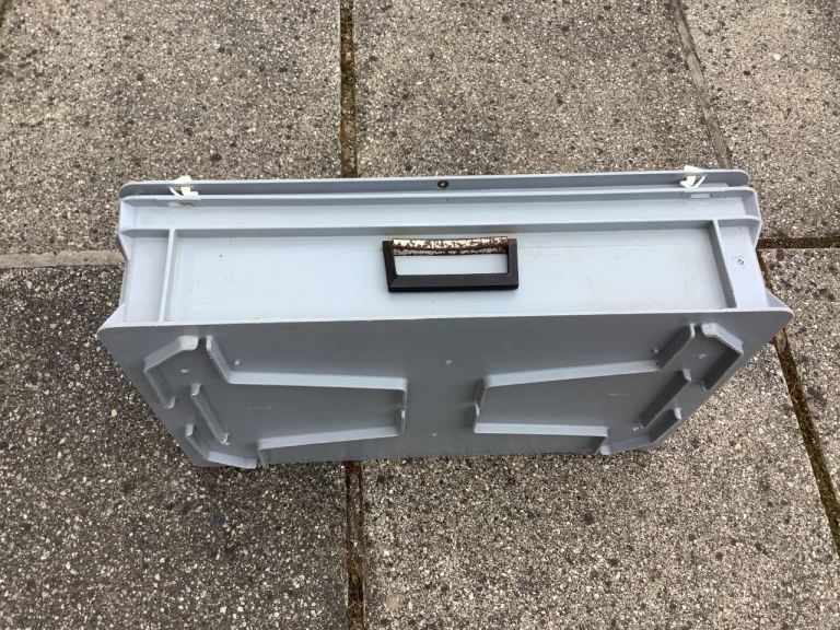 Reduced Very Sturdy Grey Plastic Storage Box with Lid used for storing LP+ CD’s bits bobs