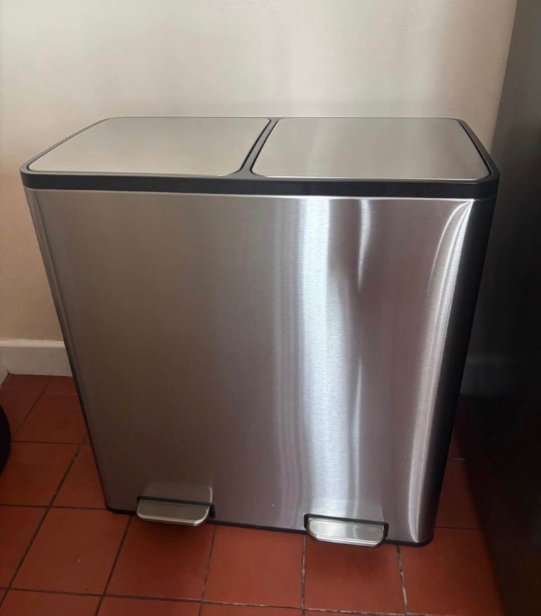 Stainless Steel Dual Compartment Kitchen Dustbin