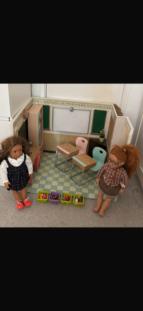 Our generation school with teacher, student, accessories, 2 chairs, desk and locker. Good condit