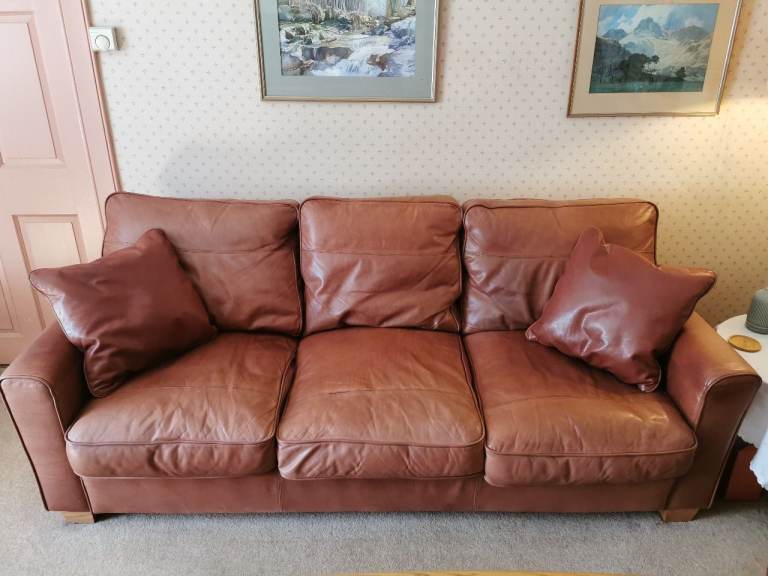 Collins and Hayes aniline leather 3 seater sofa 