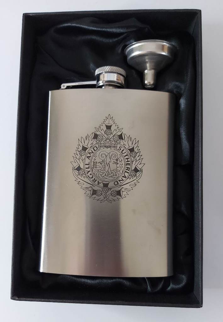 Regimental & Service Laser Engraved 8oz Hip Flask