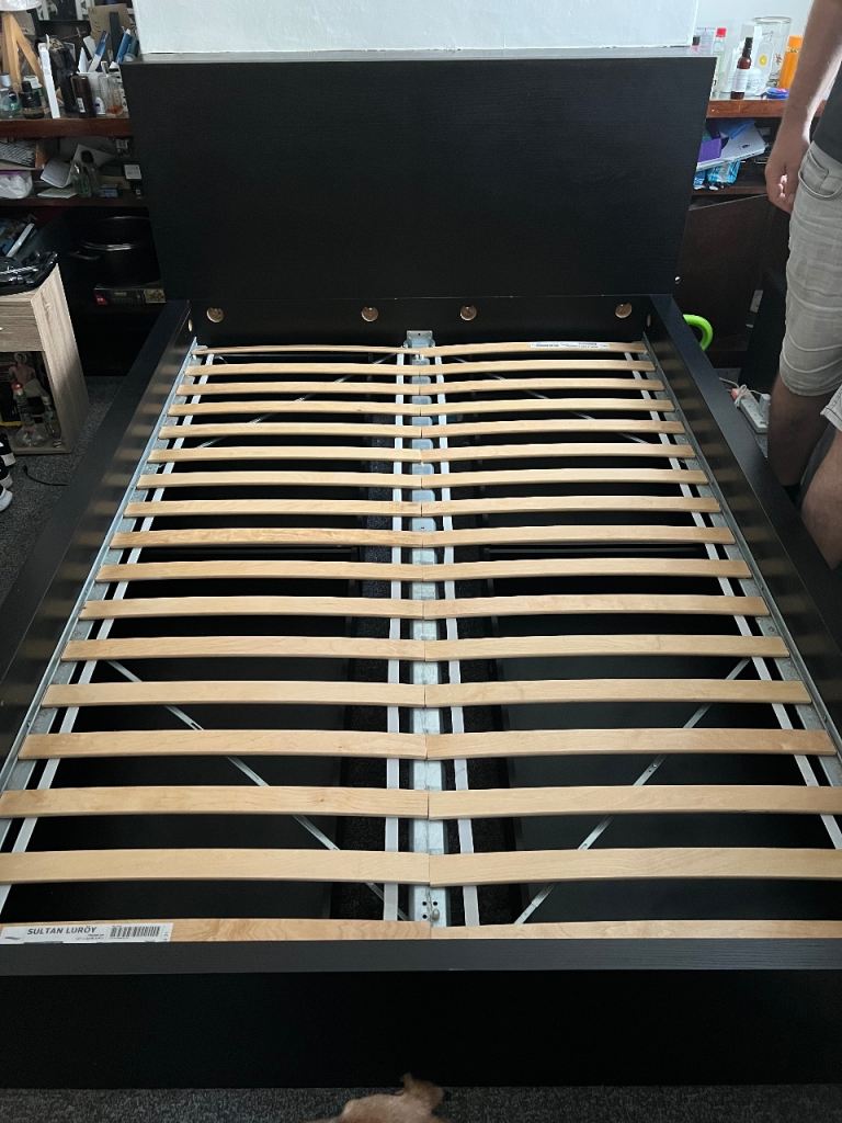 IKEA MALM Double Bed Frame with Slats And Mattress 