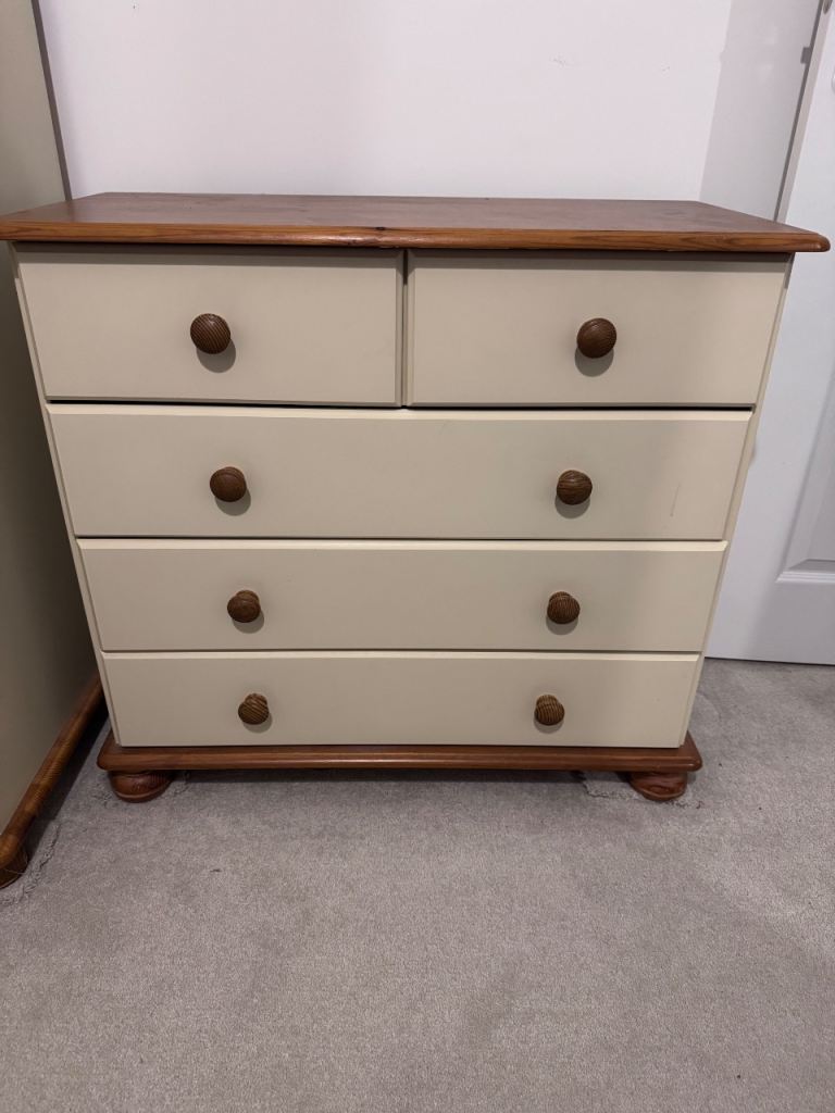 Cream Drawers with wood features 