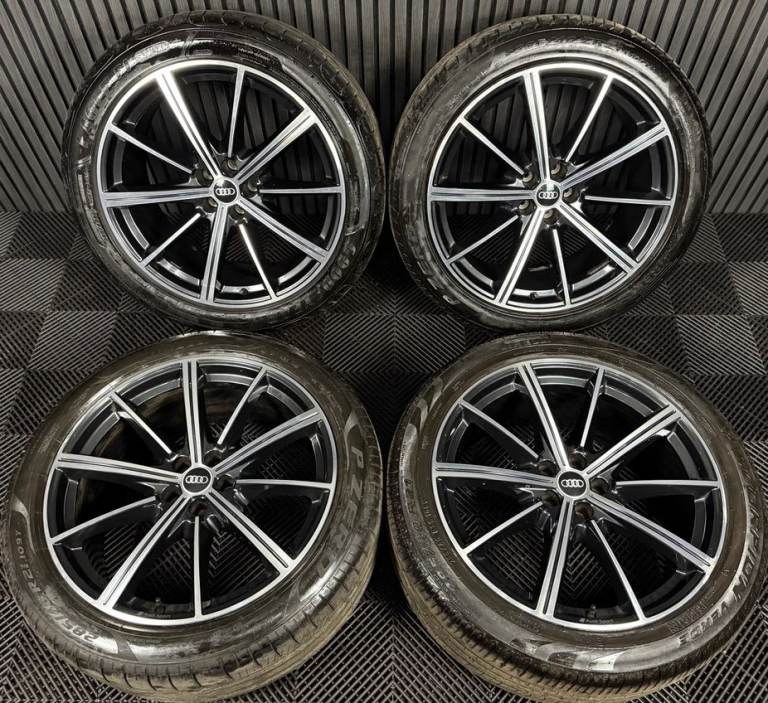 21'' GENUINE AUDI Q7 S LINE RS BLACK DC ALLOY WHEELS ALLOYS TYRES