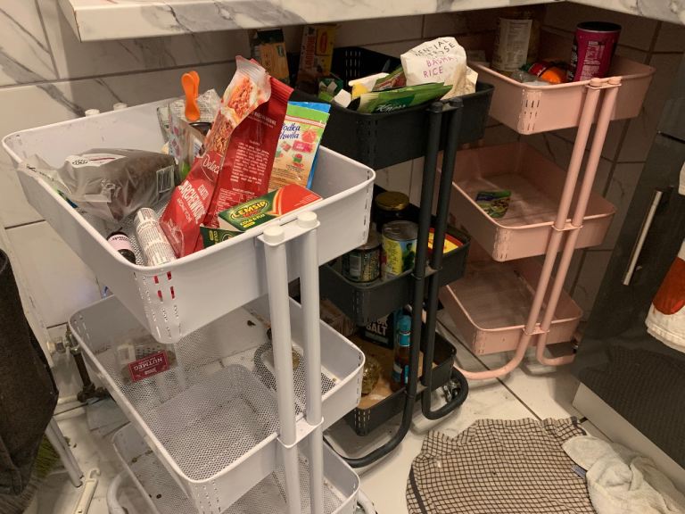 FREE STORAGE TROLLEY - KITCHEN, MAKEUP, BATHROOM - WHITE, PINK, BLACK