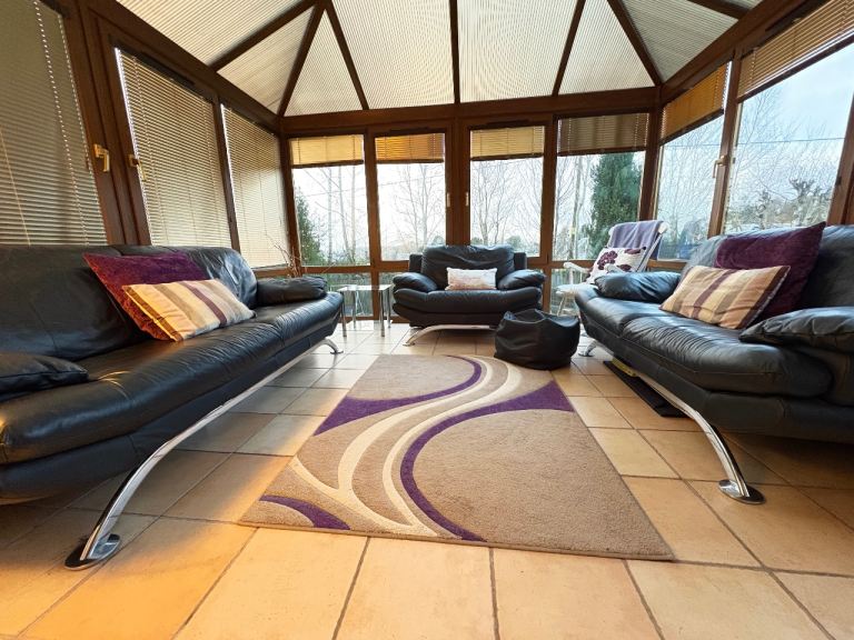 3 piece black leather and chrome suite