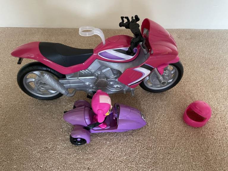 Barbie Spy Squad Secret Agent Motorcycle - motorcycle with detachable sidecar, techbot pet & helmet