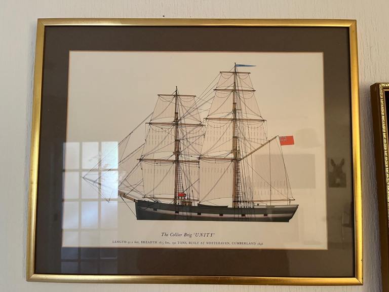 Set of 4 Framed Ship Prints – Gold Frames, Good Condition