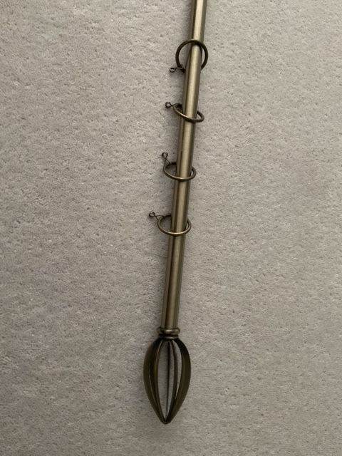 Antique brass curtain pole with wall brackets and all fittings