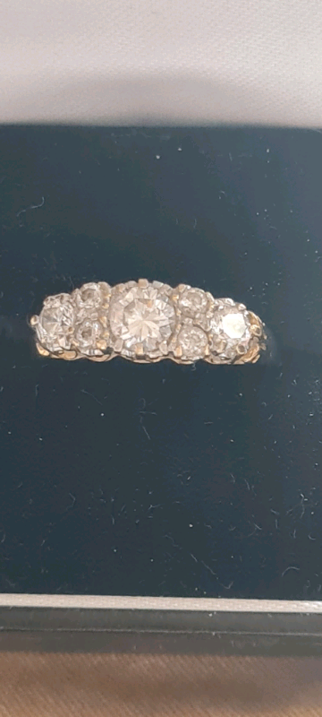 Silver Gilt 5 Stone Ring 