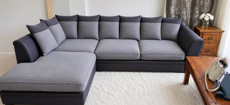 Comfy Grey Corner Sofa with Chaise