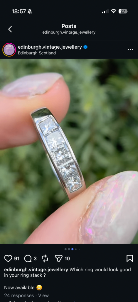 18ct white gold channel ring
