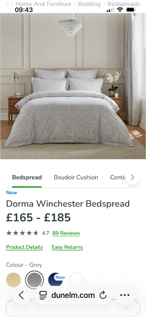 Dorma Winchester Bedspread and Curtains 