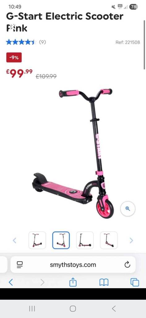 G-Start Electric Scooter Pink & Black x2