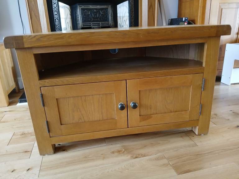 image for Oak corner tv stand 
