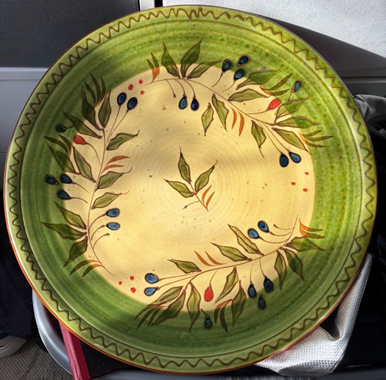 Large Decorative Ceramic Plate – Hand-painted, Good Condition