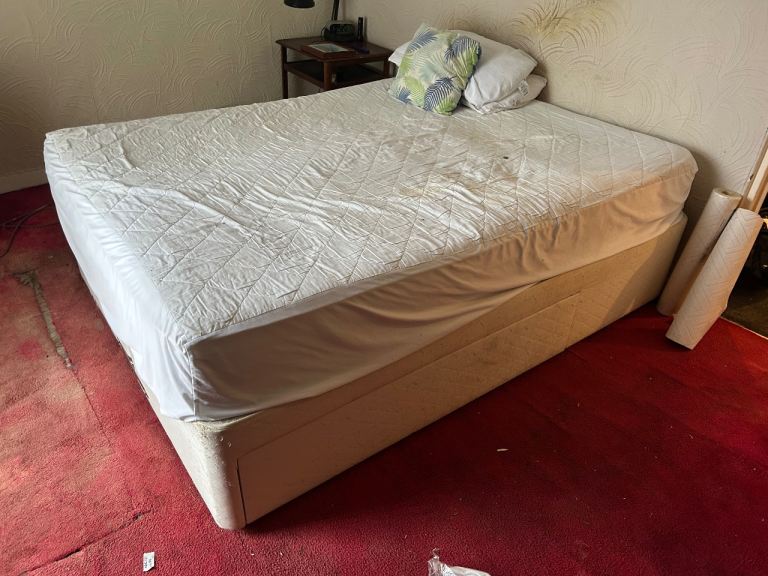 Double Divan Bed with Drawers and Mattress – Good Condition
