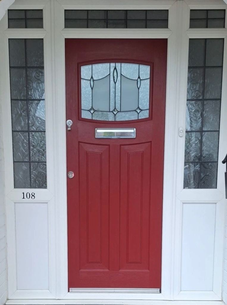 Composite Front Door With Frame In Red - Rock Door Newark