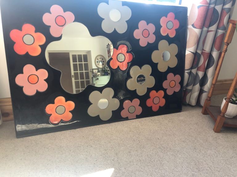 Large enamel type flower mirror