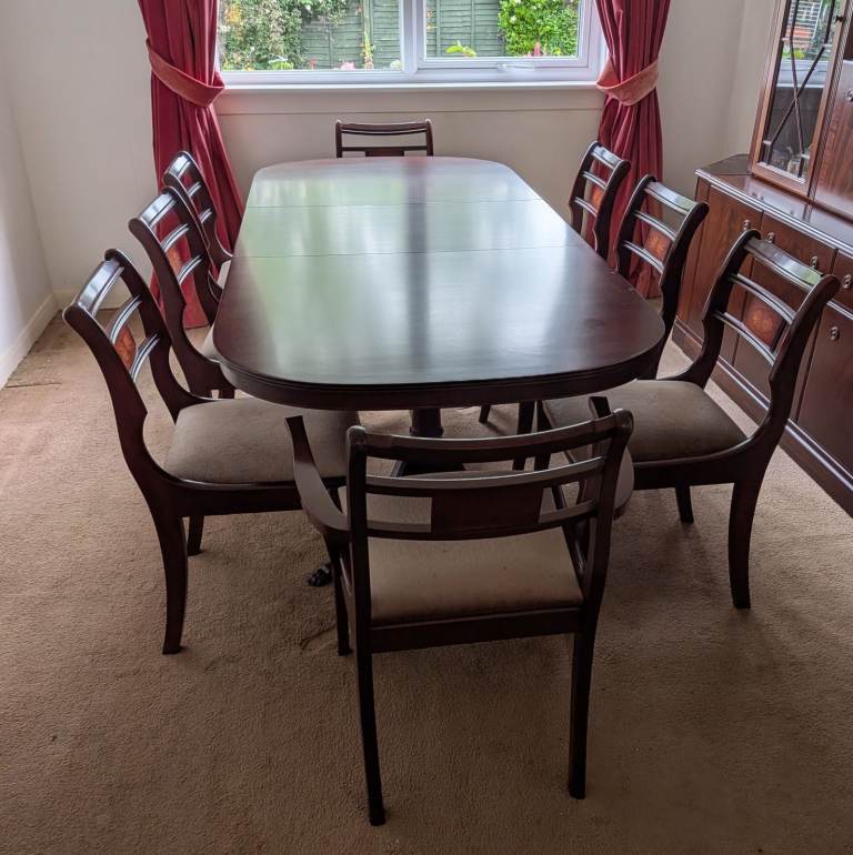 McIntosh Extending Dining Table + 8 Matching Chairs (2 of them Carver Chairs) 