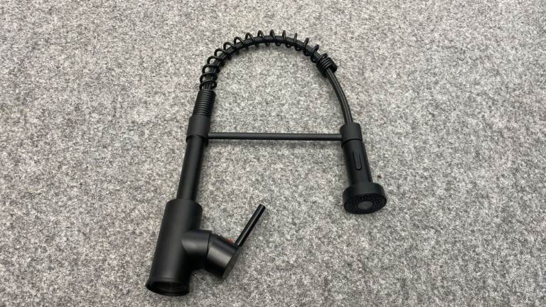 Matte Black Commercial-Style Pull-Down Kitchen Faucet with Spring Spout