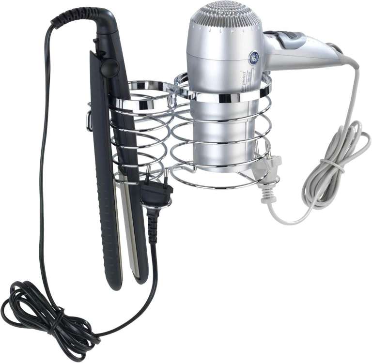 £30 worth Stainless Steel shiny WENKO Hair dryer and hair straightener wall holder bedroom bathroom