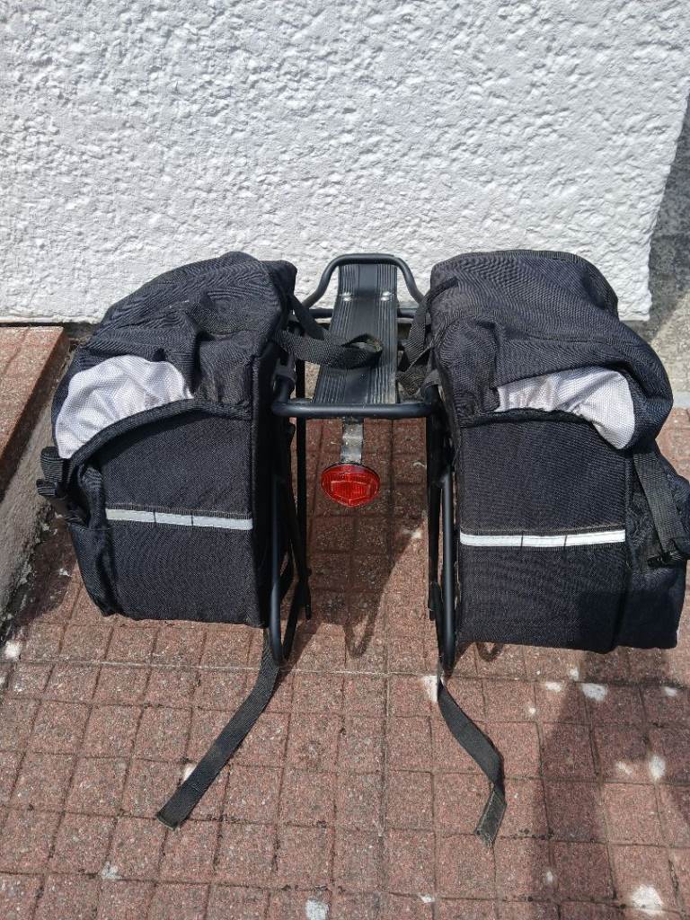 Halfords Bike Panniers with Rack - Black, Good Condition