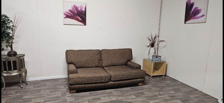 3 Seater Brown Weave Loose Removable Cover Sofa Excellent Condition